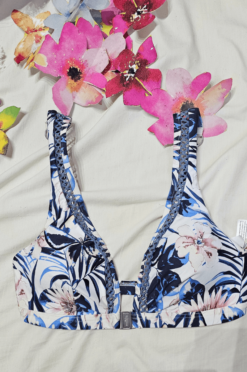 Milea Indian Ink D Cup Fixed Tri Bra Flowers.