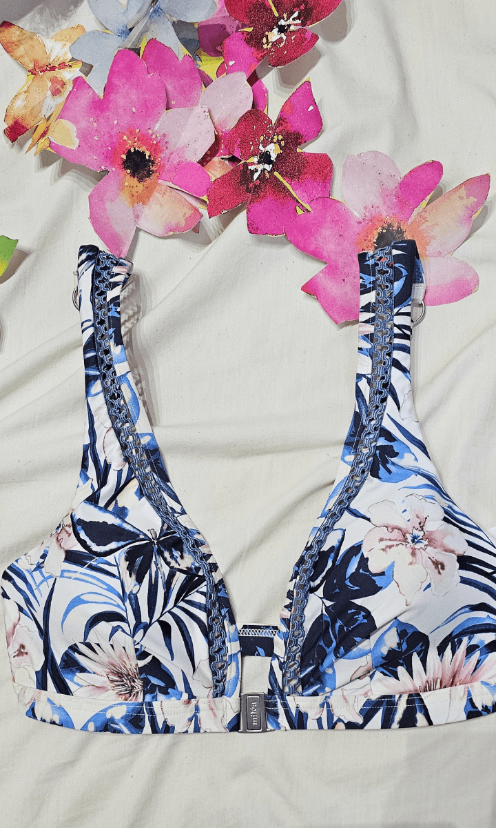 Milea Indian Ink D Cup Fixed Tri Bra Flowers.