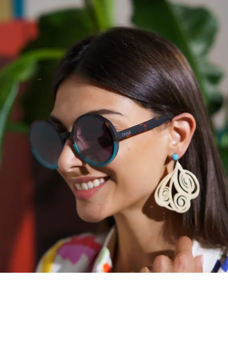 Okkia Monica Sunglasses - Havana and Blue.