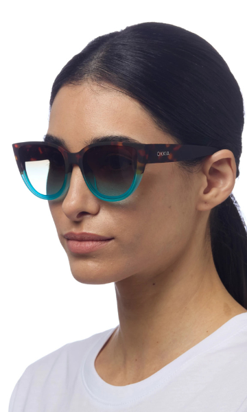 Okkia Silvia Sunglasses - Havana and Blue.