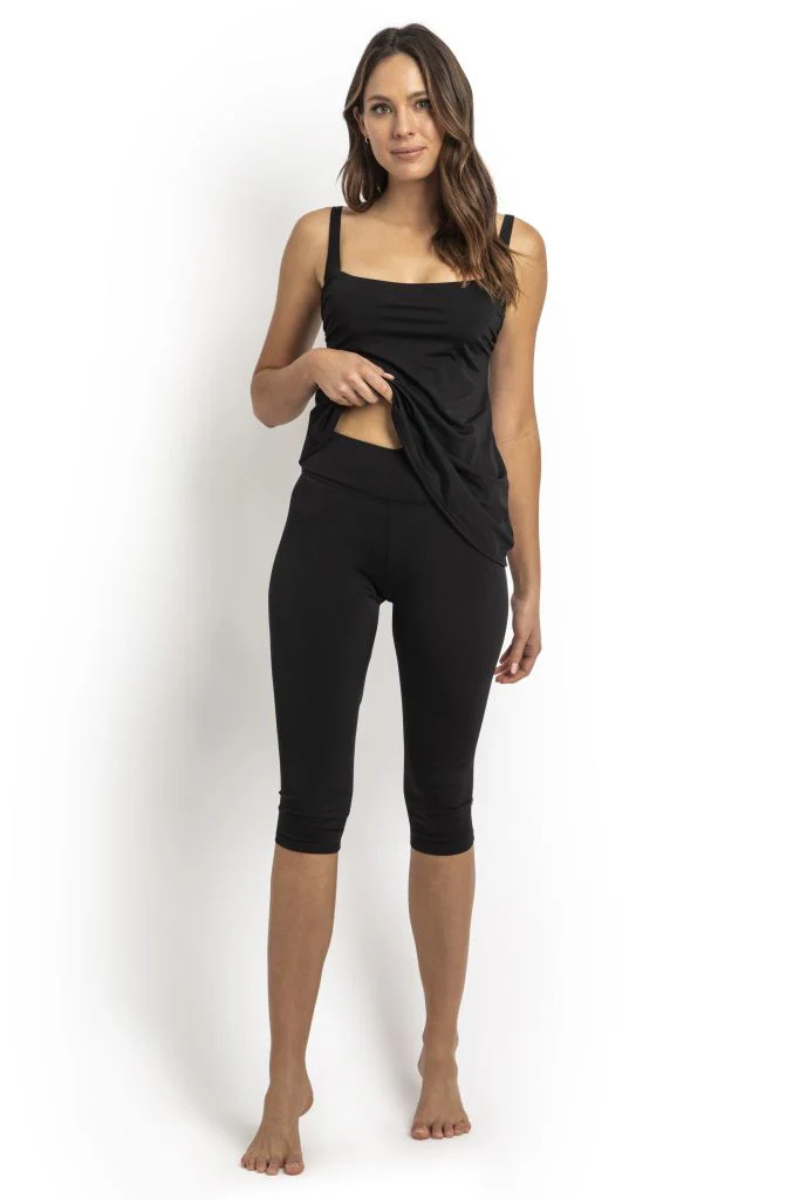 Poolproof Bottom Capri Swim Pant - Black.