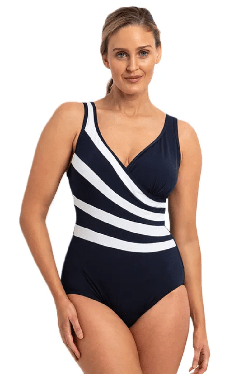 Pool Proof Vogue Fan Splice Tank One Piece - Navy.
