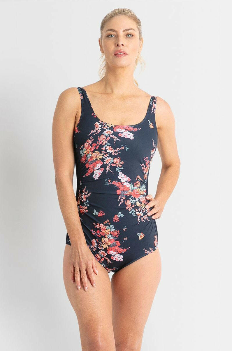 Poolproof Tabitha Pintuck Mastectomy One Piece - Navy.