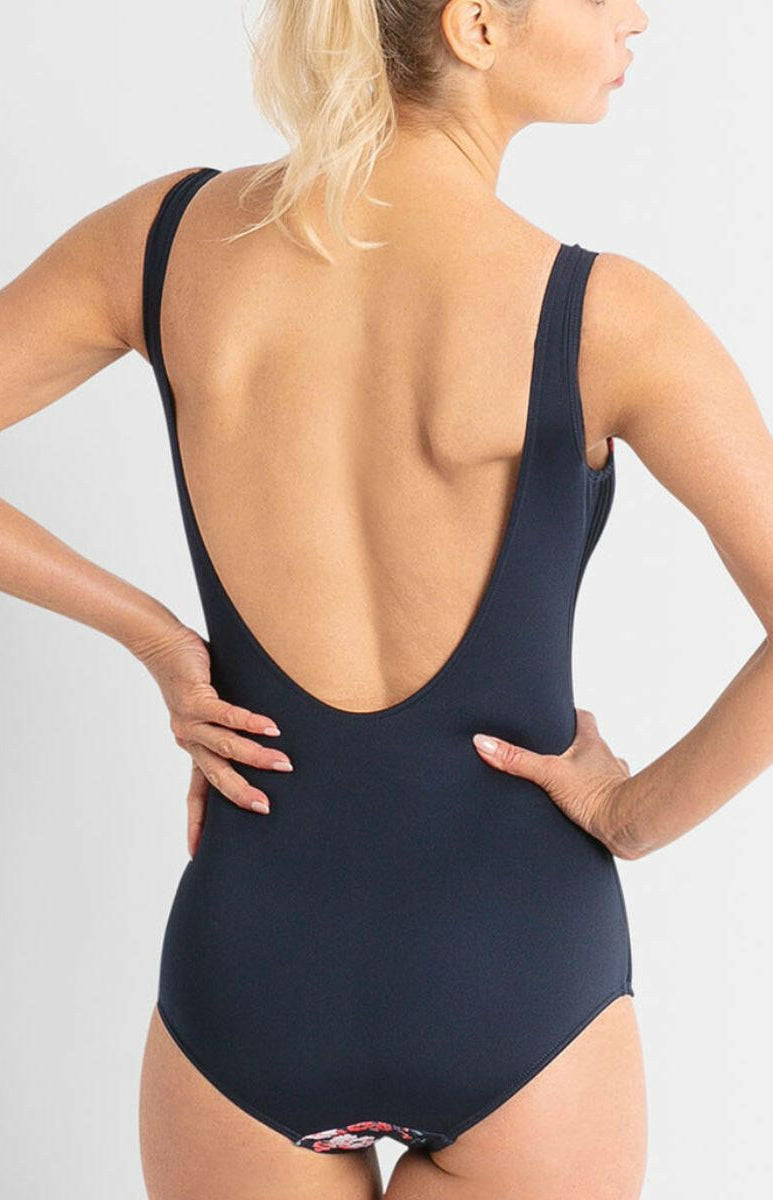 Poolproof Tabitha Pintuck Mastectomy One Piece - Navy.