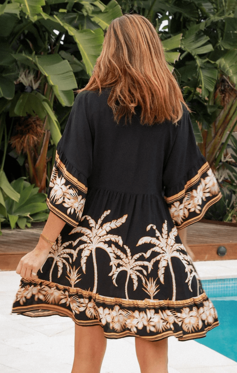 Salty Palm Mary Mini Dress- Blk.