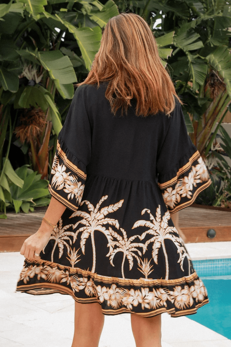 Salty Palm Mary Mini Dress- Blk.