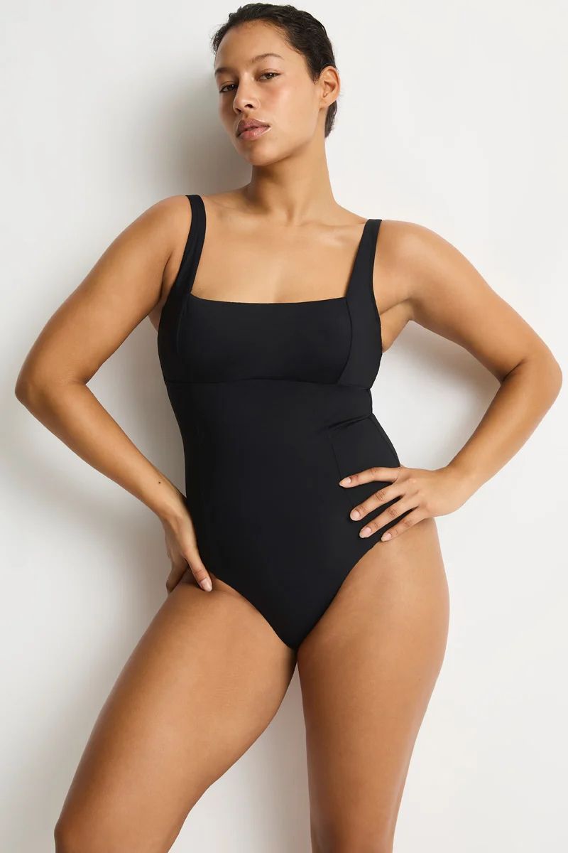 Sea Level SL1158ECO Essentials Edit Square Neck Panelled Underwire One Piece Black
