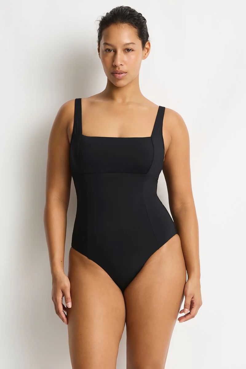 Sea Level SL1158ECO Essentials Edit Square Neck Panelled Underwire One Piece Black
