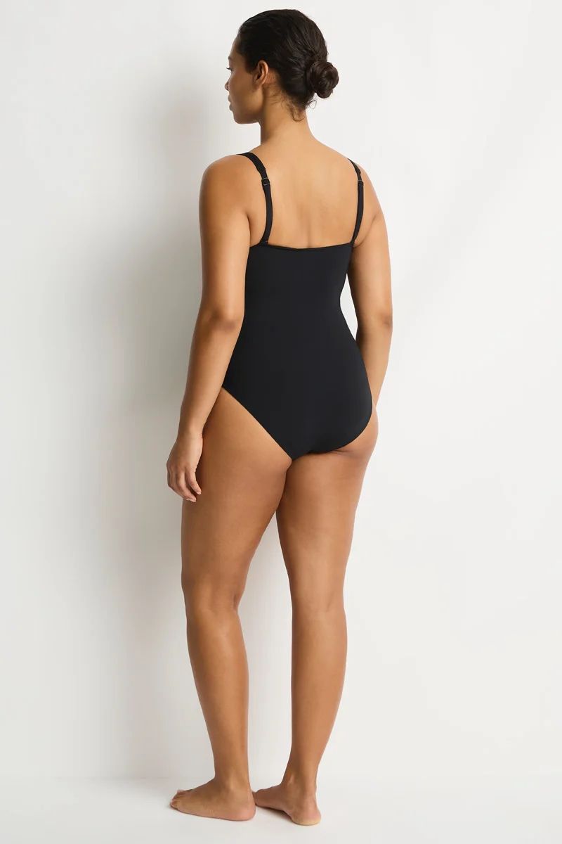 Sea Level SL1158ECO Essentials Edit Square Neck Panelled Underwire One Piece Black