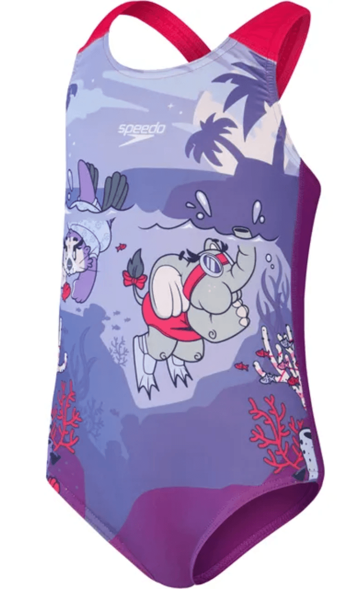 Speedo Girls Printed Cross Back One Piece.