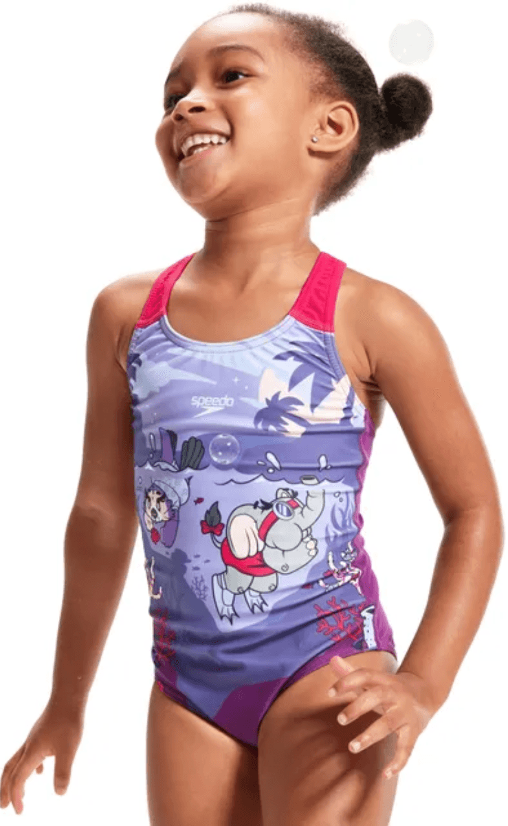 Speedo Girls Printed Cross Back One Piece.