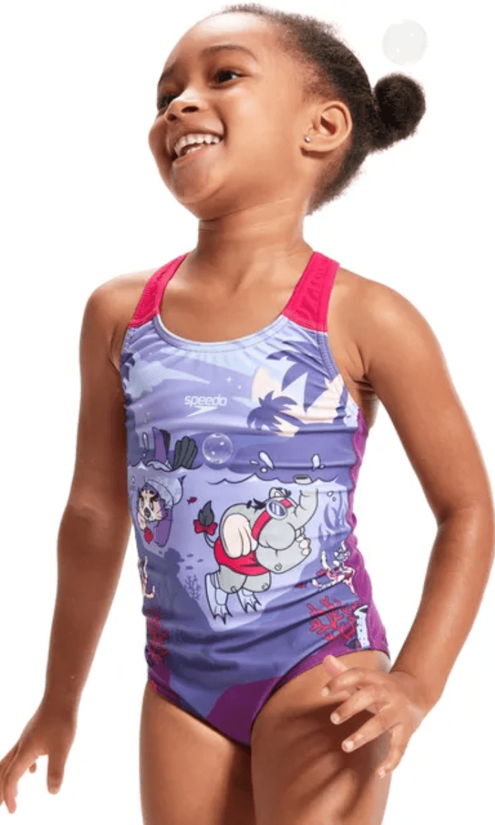 Speedo Girls Printed Cross Back One Piece.