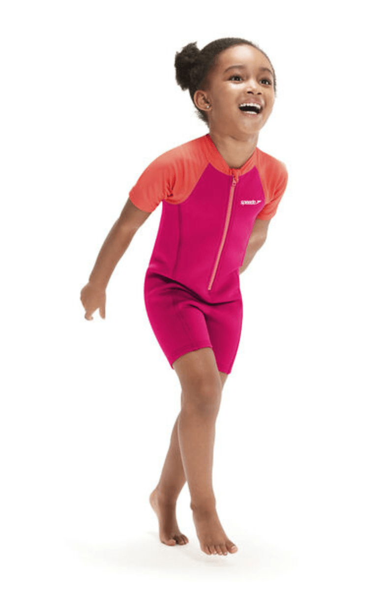 Speedo Toddler Girls Wetsuit One Piece - Cherry Pink/Coral.