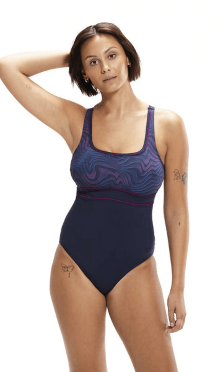 Speedo Womens Shaping Contour Eclipse Printed One Piece.