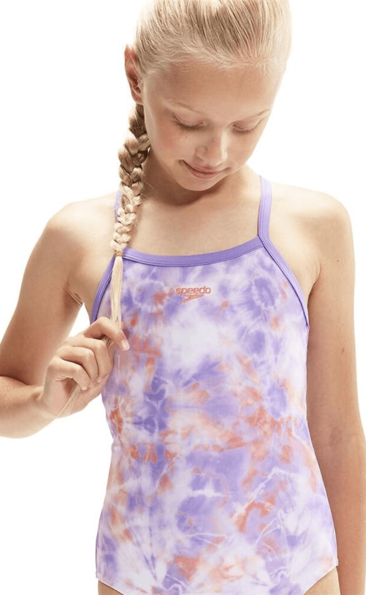 Speedo Girls Printed Thinstrap Muscleback One Piece.
