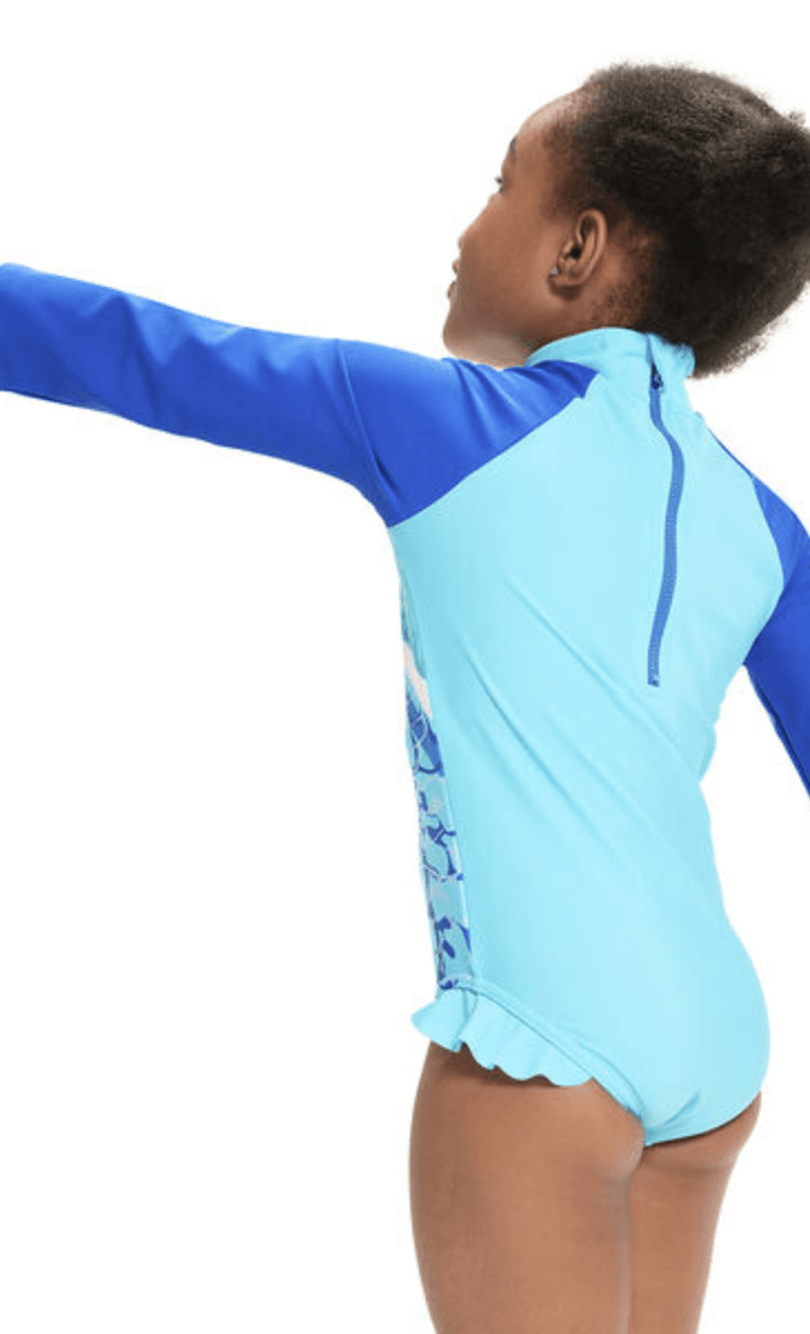 Speedo Toddler Girls Digital Long Sleeve Frill Surfsuit.