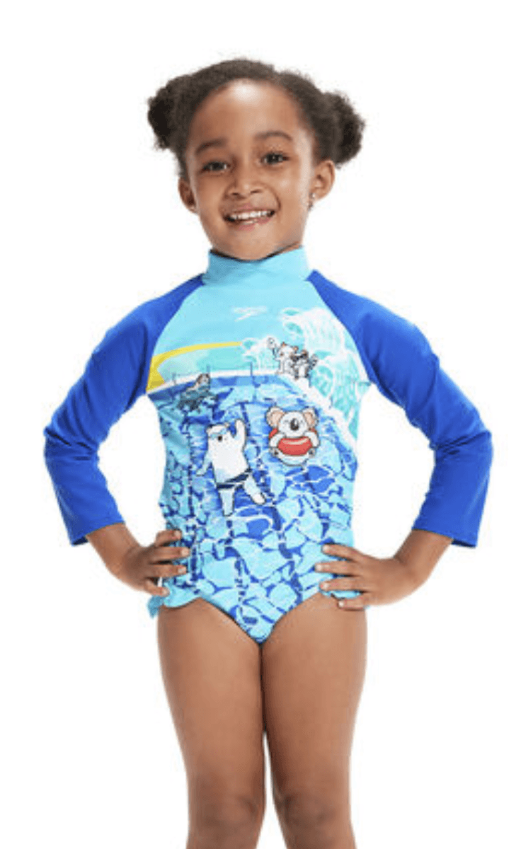 Speedo Toddler Girls Digital Long Sleeve Frill Surfsuit.