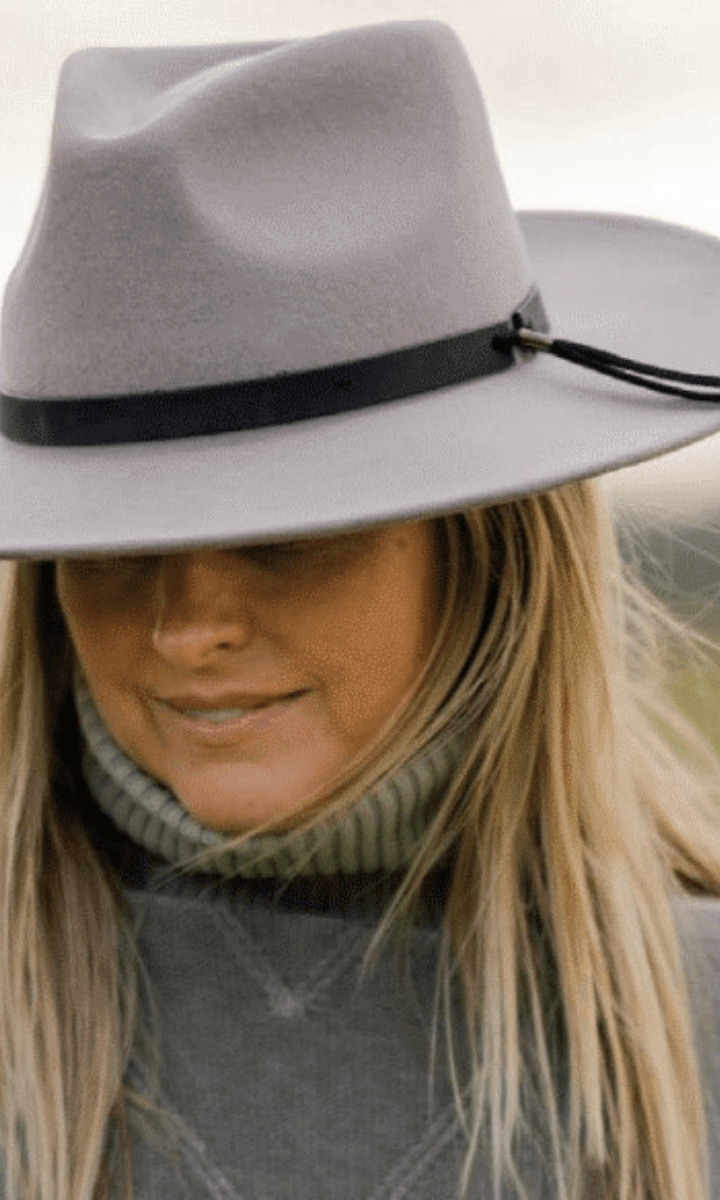 Sundaise Ricki Panama Suede Band Wool Felt Hat - Mushroom.