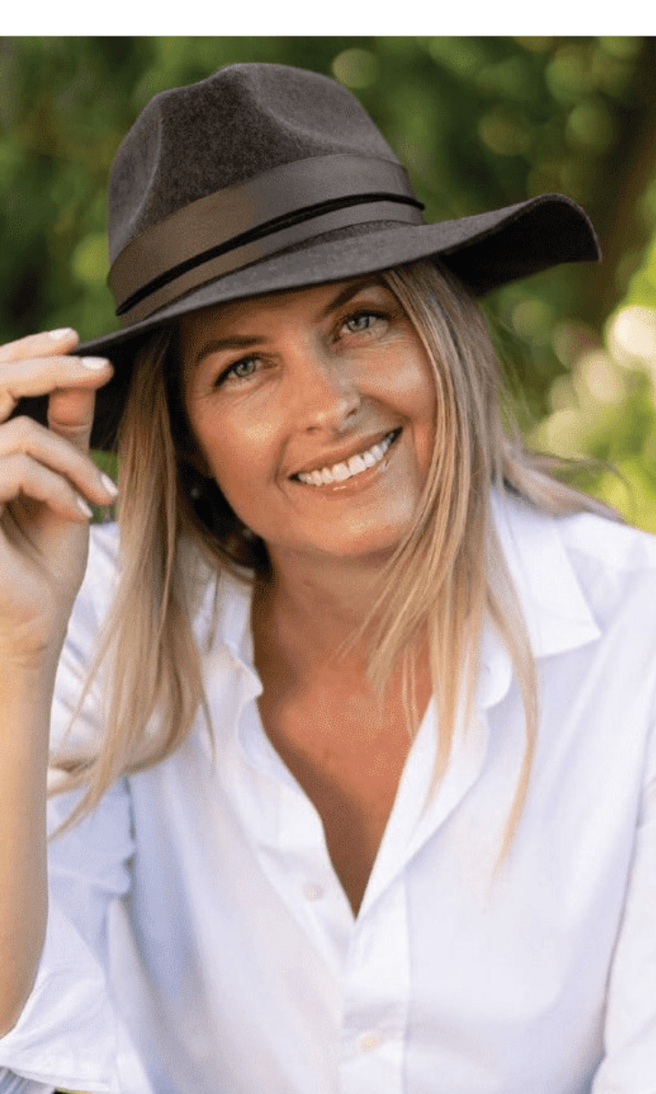 Sundaise Rudi Panama Ribbon Edge Wool Felt Hat - Brown Marle.