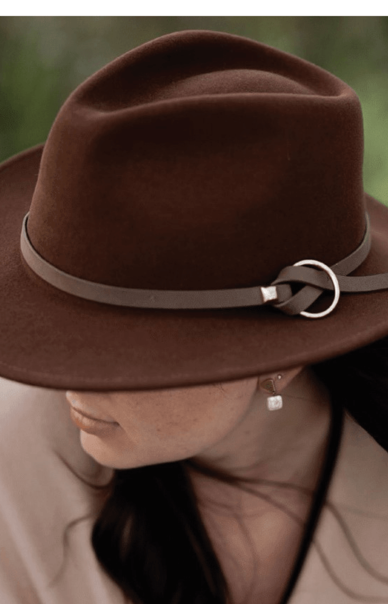 Sundaise Ryan Panama Suede Buckle Wool Felt Hat - Coffee.