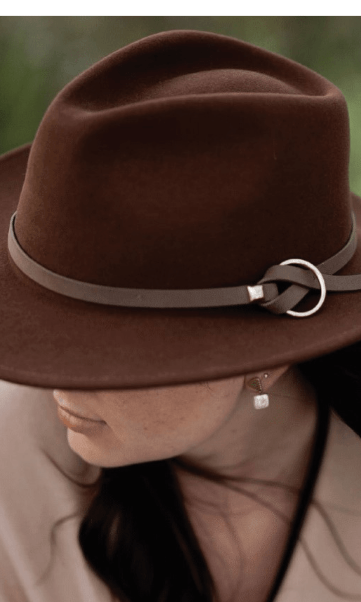 Sundaise Ryan Panama Suede Buckle Wool Felt Hat - Coffee.