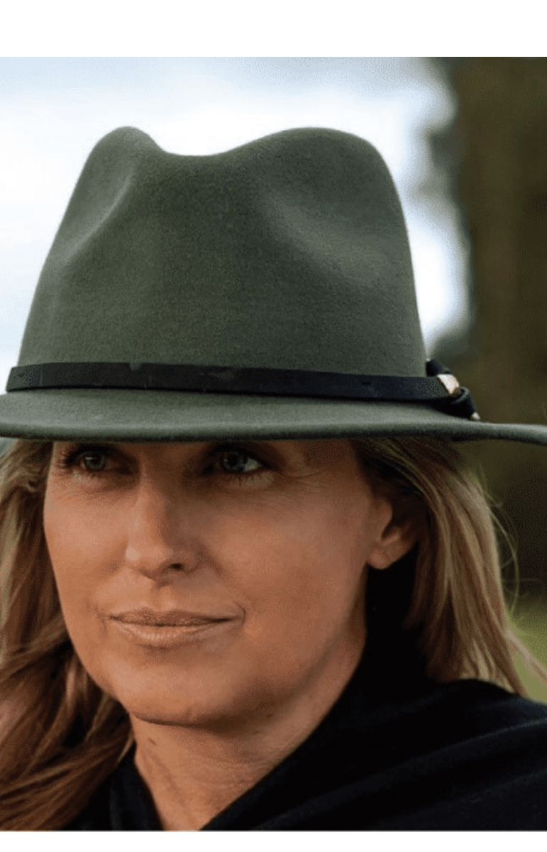 Sundaise Ryan Panama Suede Buckle Wool Felt Hat - Moss.