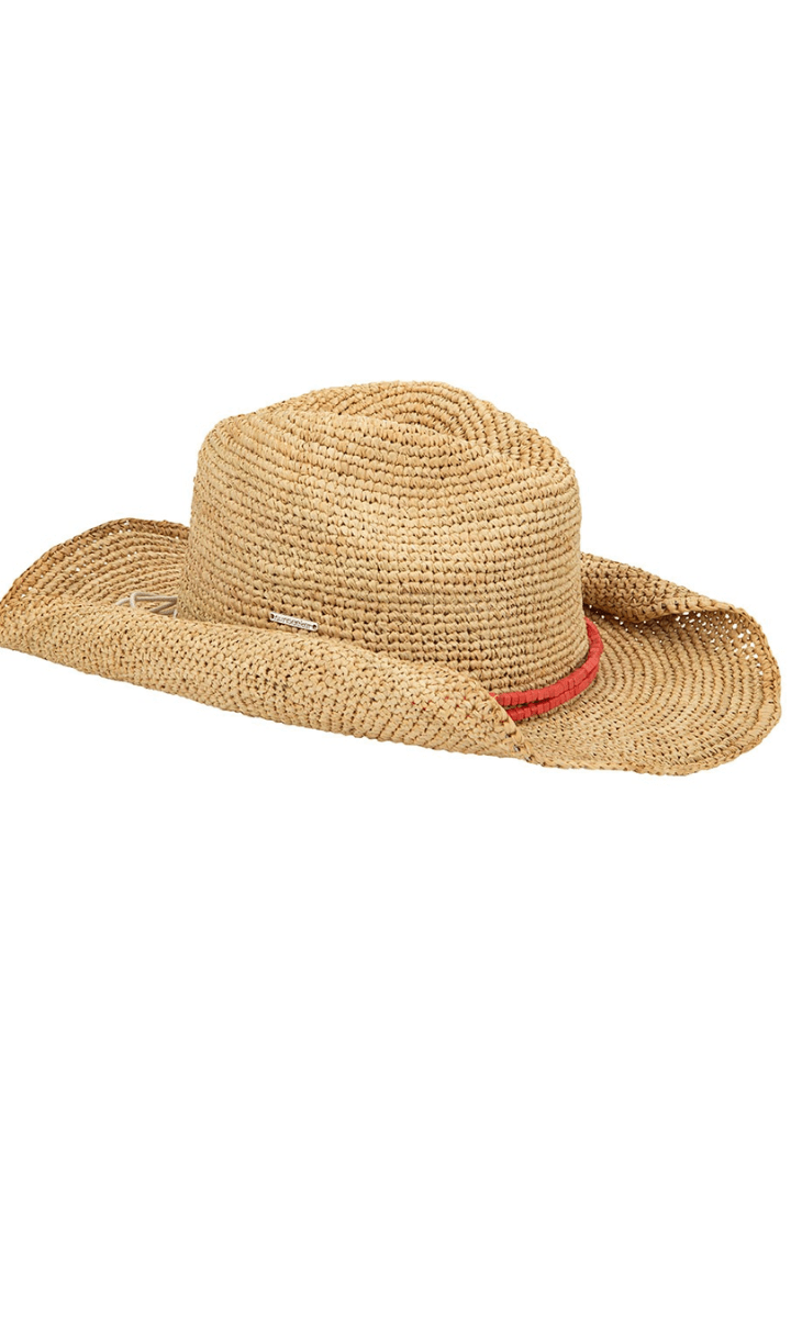 Sunseeker Mai Tai Cowboy Coral Trim Raffia Hat.