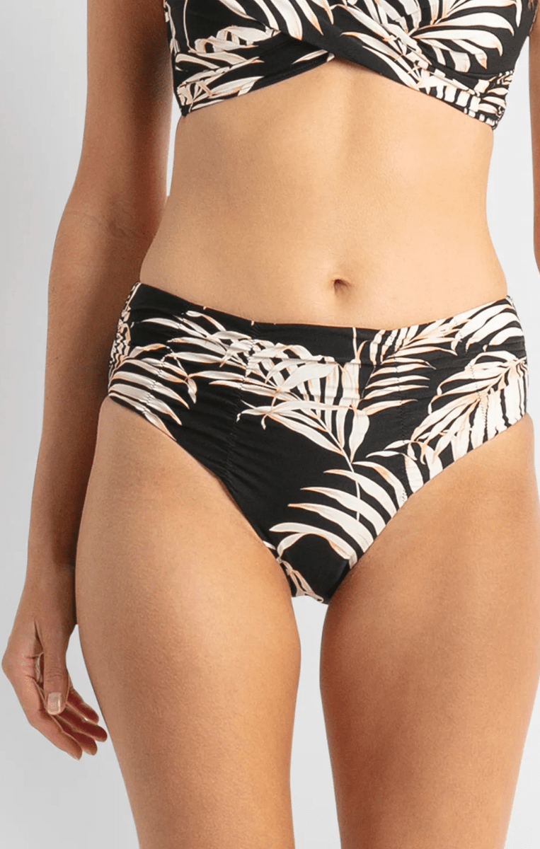 Sunseeker Mae Ruched Mid Rise Pant - Black.