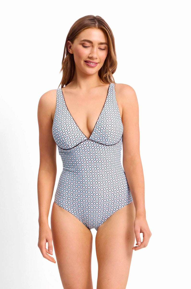 SS52119DDE-Geomath-DD/E-Underwire-Tri-One-Piece-Blue