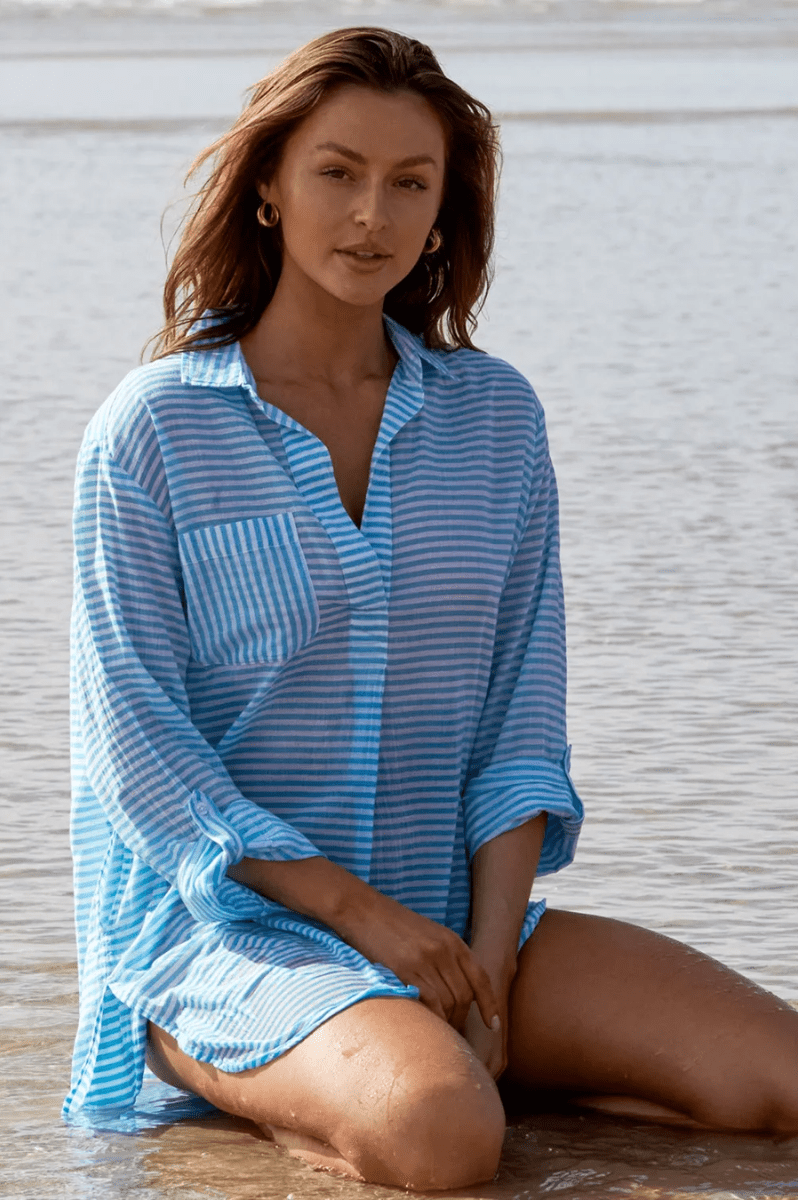 Sunseeker Resort Painters Summer Stripe Shirt - Teal.