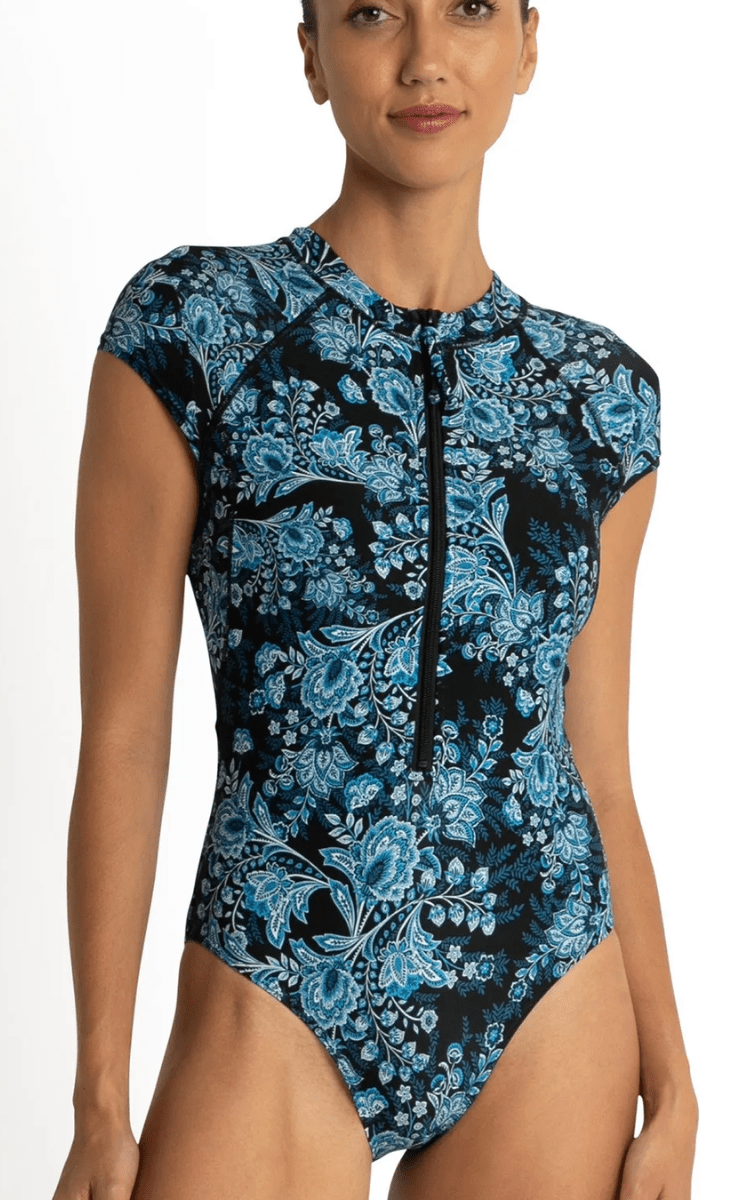 Sunseeker Alaska Ocean Sport Cap Sleeve Mastectomy One Piece Black.