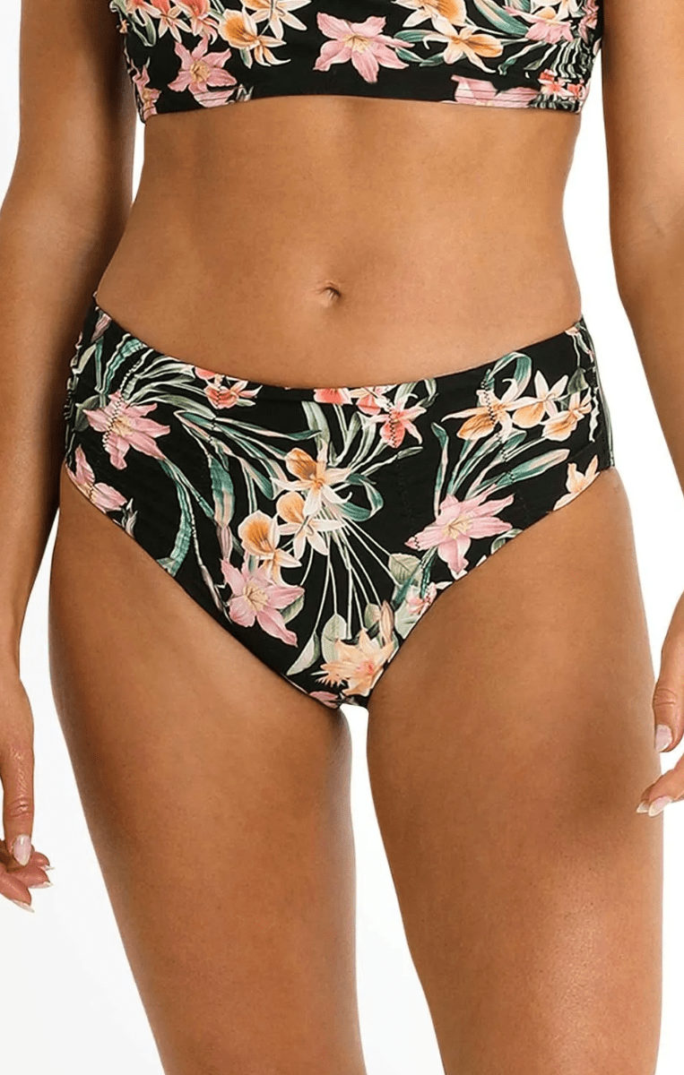 Sunseeker Camellia Ruched Mid Rise Pant Black.