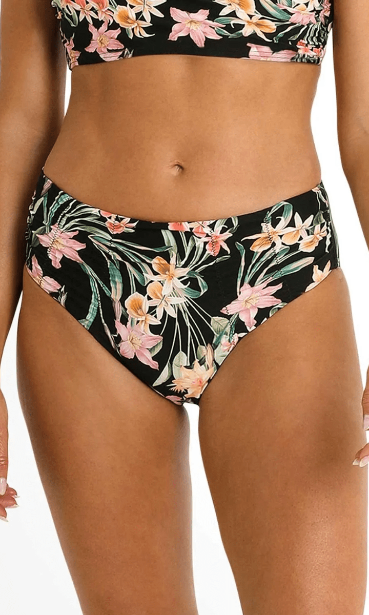 Sunseeker Camellia Ruched Mid Rise Pant Black.