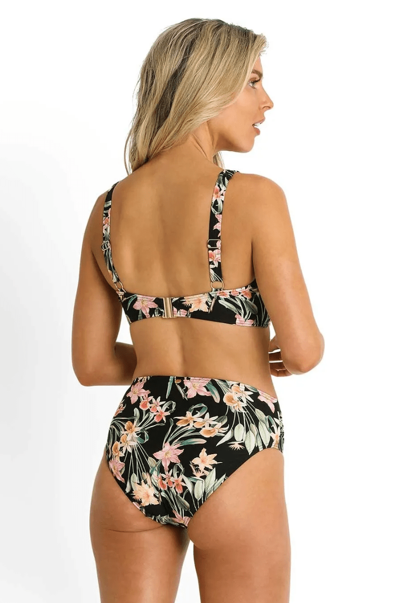 Sunseeker Camellia Ruched Mid Rise Pant Black.