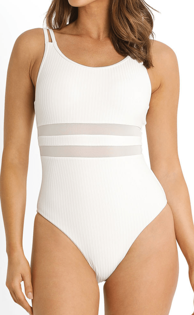 Sunseeker Reset Cheeky Double Strap One Piece White.
