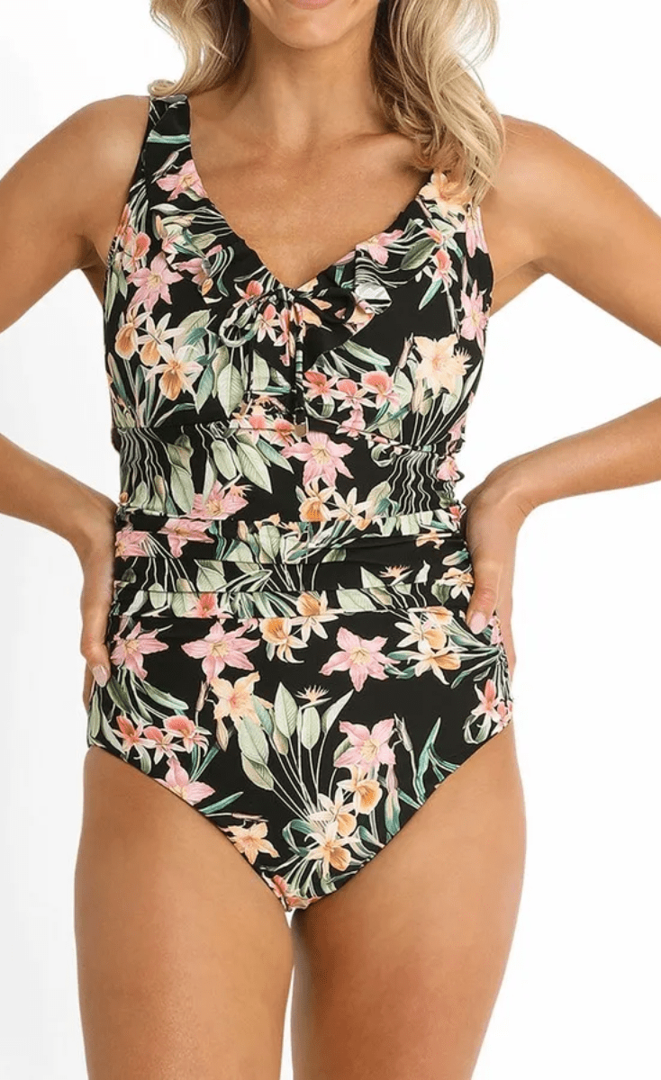 Sunseeker Camellia E/F Frill Minimiser One Piece Black.