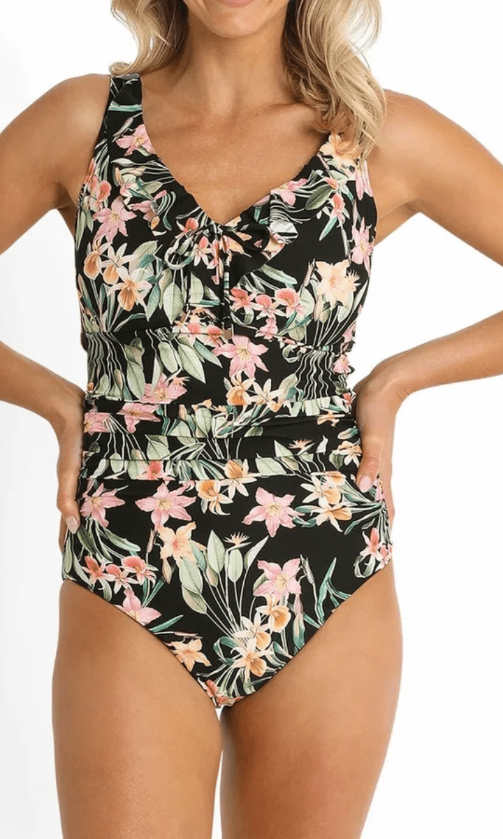 Sunseeker Camellia E/F Frill Minimiser One Piece Black.