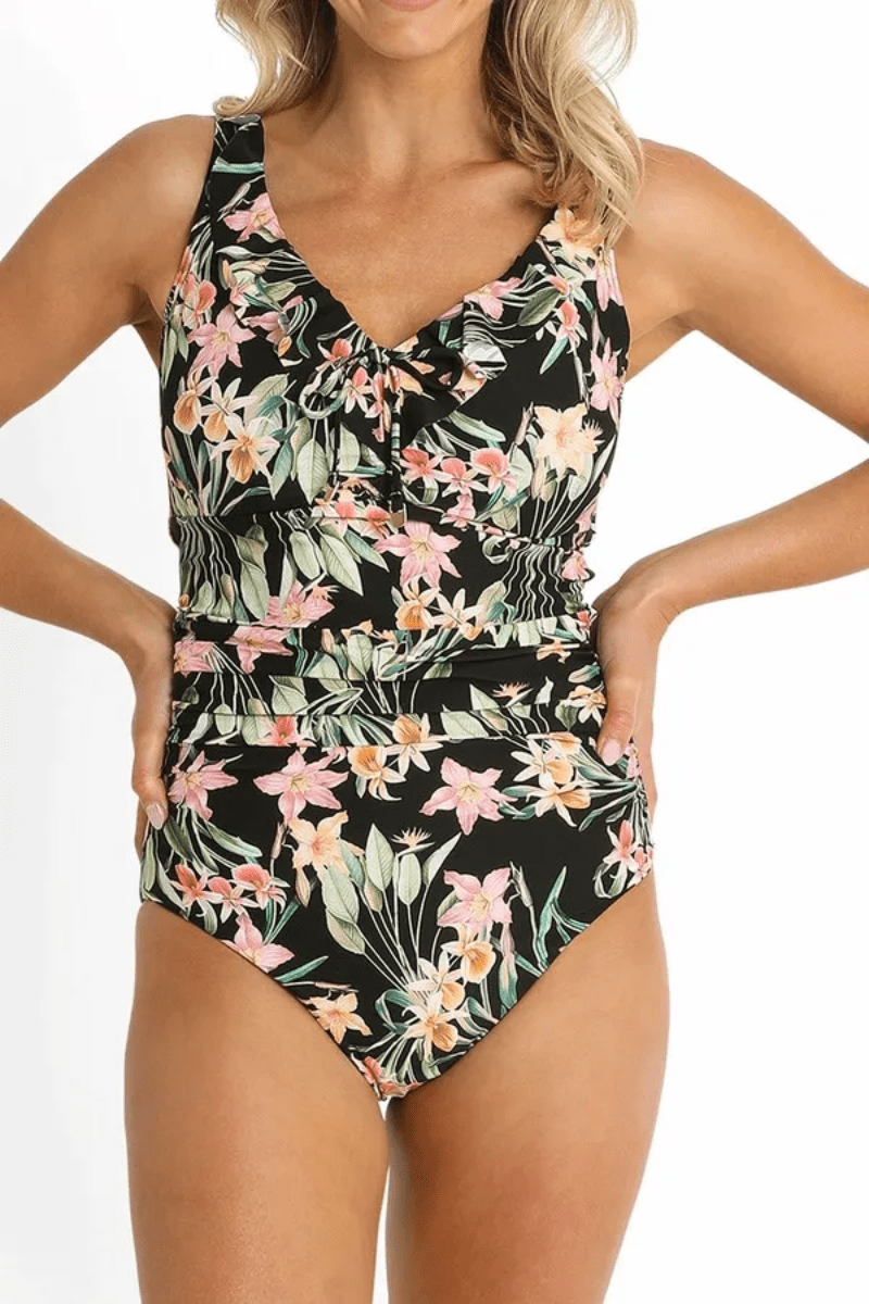 Sunseeker Camellia E/F Frill Minimiser One Piece Black.