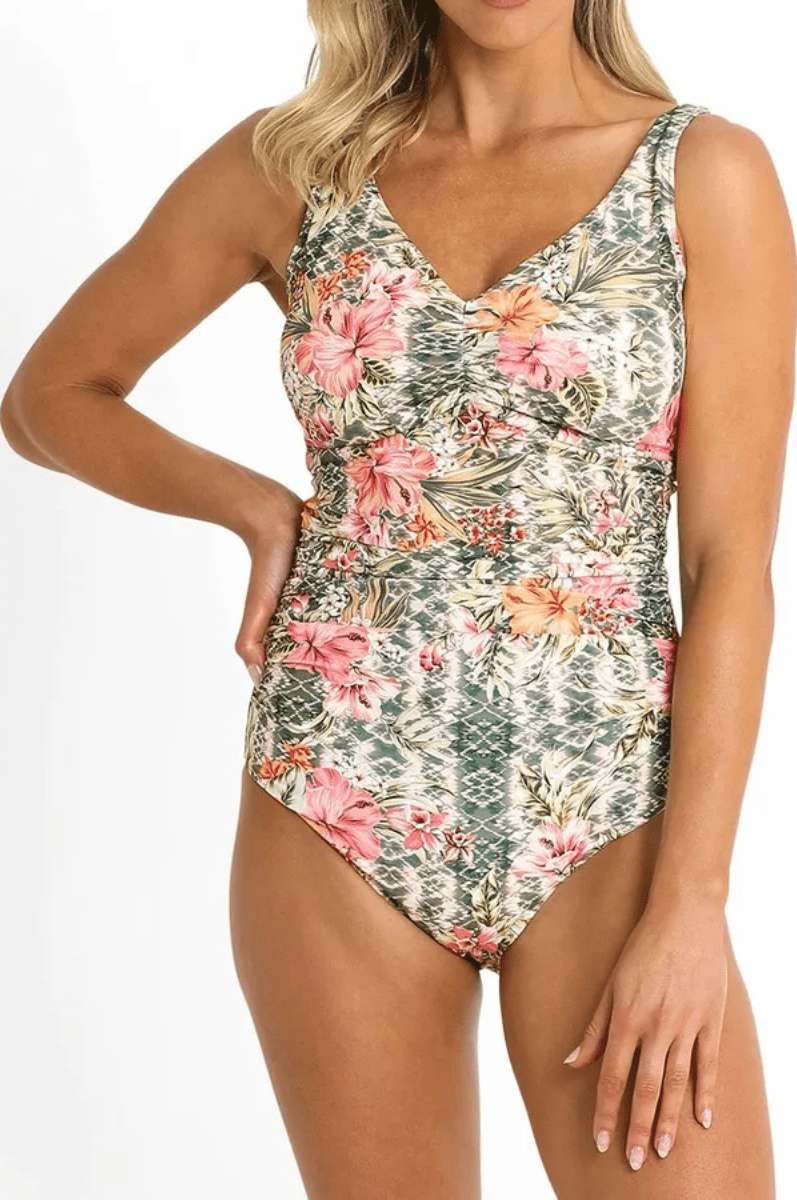 Sunseeker Mai Tai FG Ruched Minimiser One Piece Khaki.