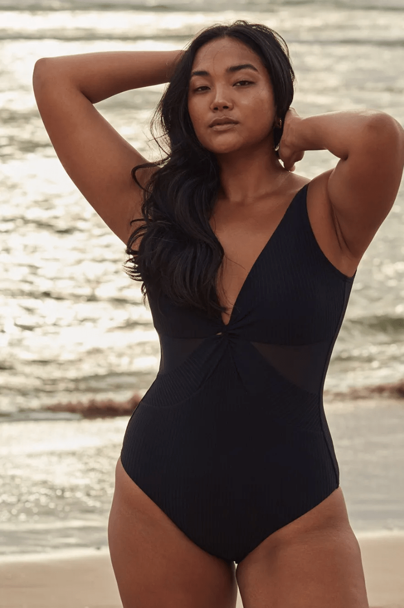 Sunseeker Reset Mesh Twist Front One Piece Black.