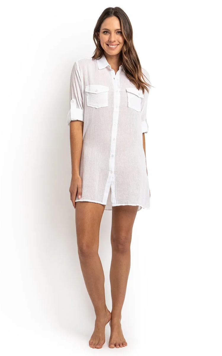 Sunseeker Resort Button Through Shirt - White.