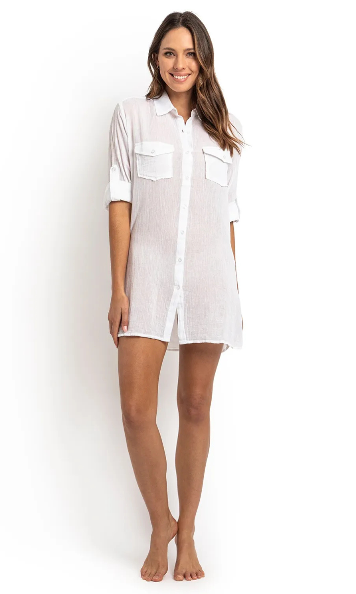 Sunseeker Resort Button Through Shirt - White.