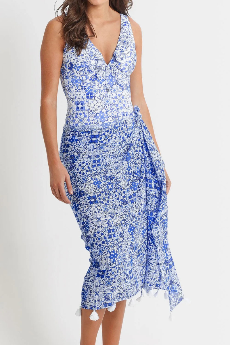 Sunseeker Seville Tassel Hem Sarong - White.