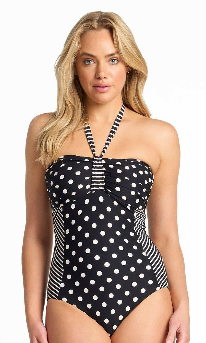 Sunseeker Seoul Panelled Bandeau One Piece - Black.