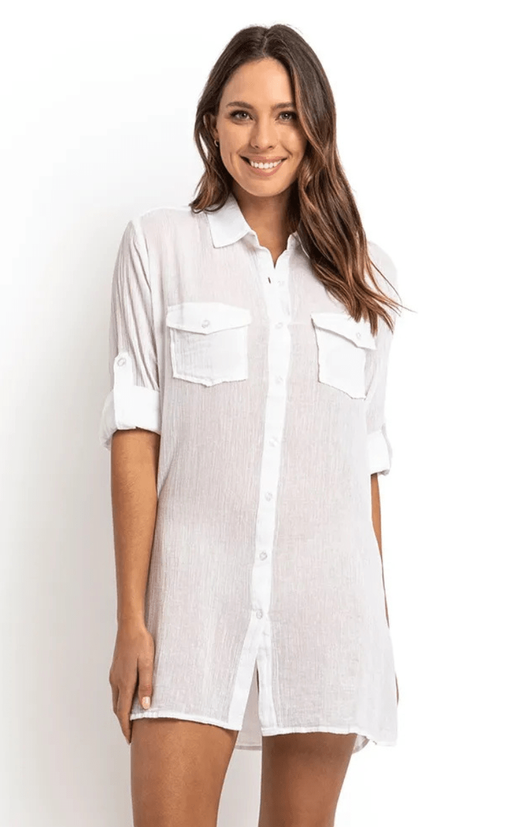 Sunseeker Resort Button Through Shirt - White.