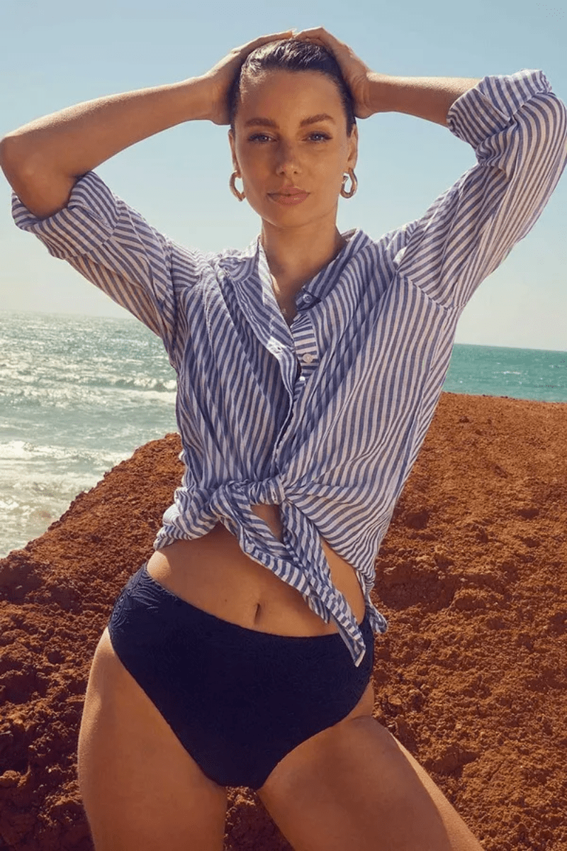 Sunseeker Summer Stripe Slouch Shirt Blue.