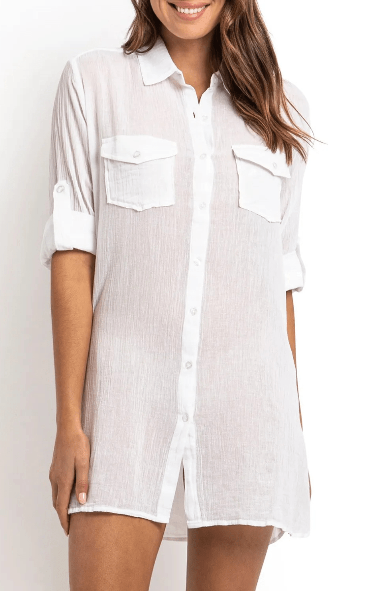 Sunseeker Resort Button Through Shirt - White.