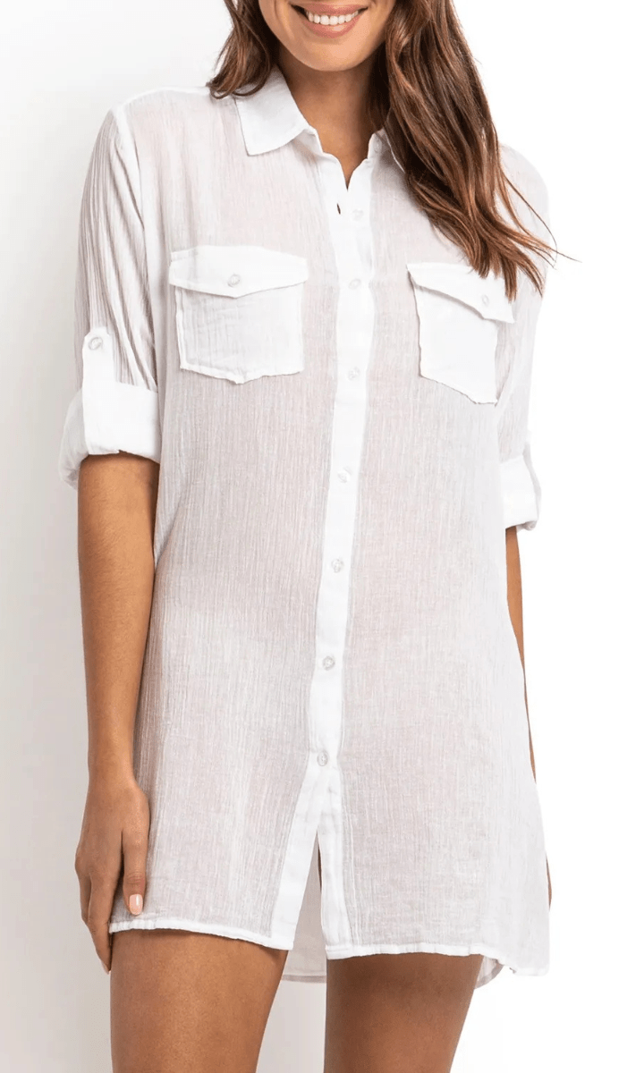 Sunseeker Resort Button Through Shirt - White.