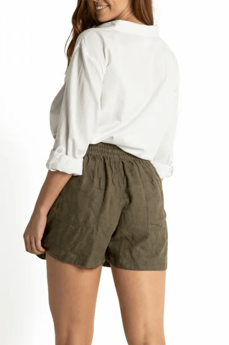 Sunseeker Resort 100% Linen Beach Shorts Khaki.