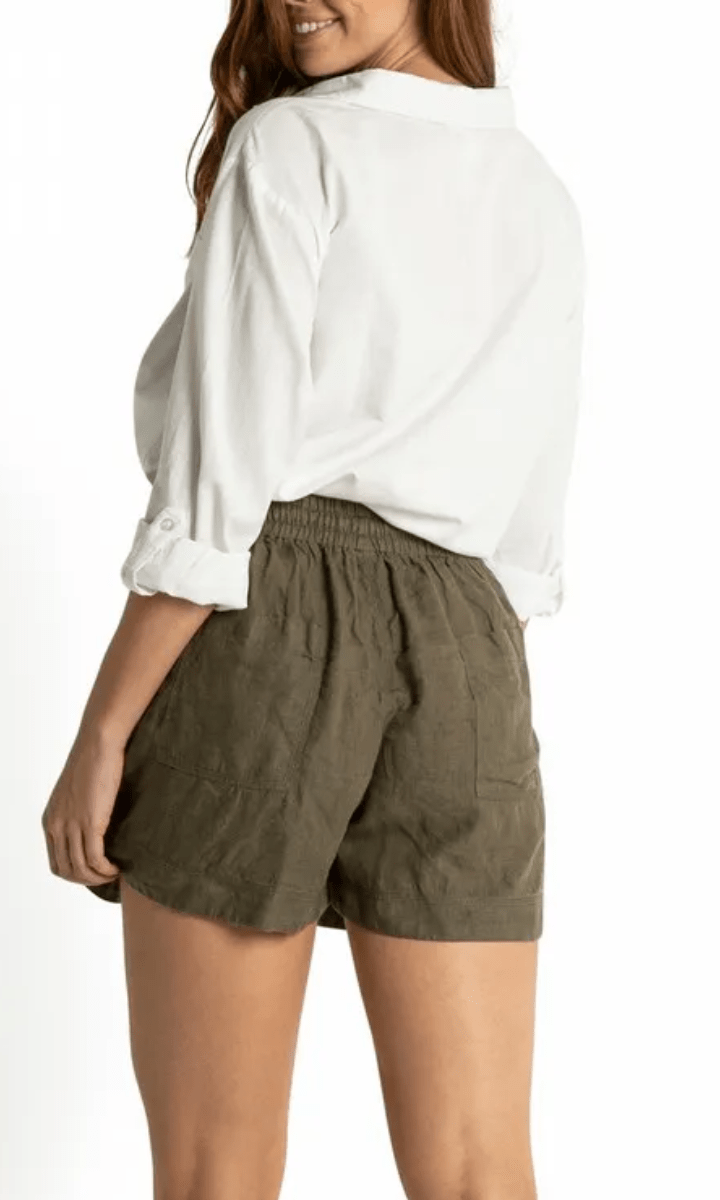 Sunseeker Resort 100% Linen Beach Shorts Khaki.